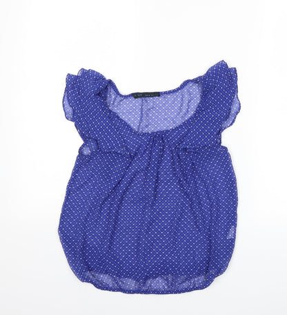 Zara Womens Blue Polka Dot  Basic Blouse Size XS
