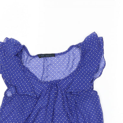 Zara Womens Blue Polka Dot  Basic Blouse Size XS
