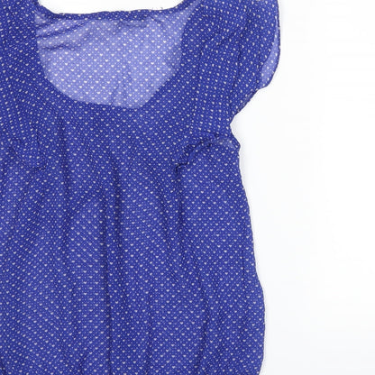 Zara Womens Blue Polka Dot  Basic Blouse Size XS