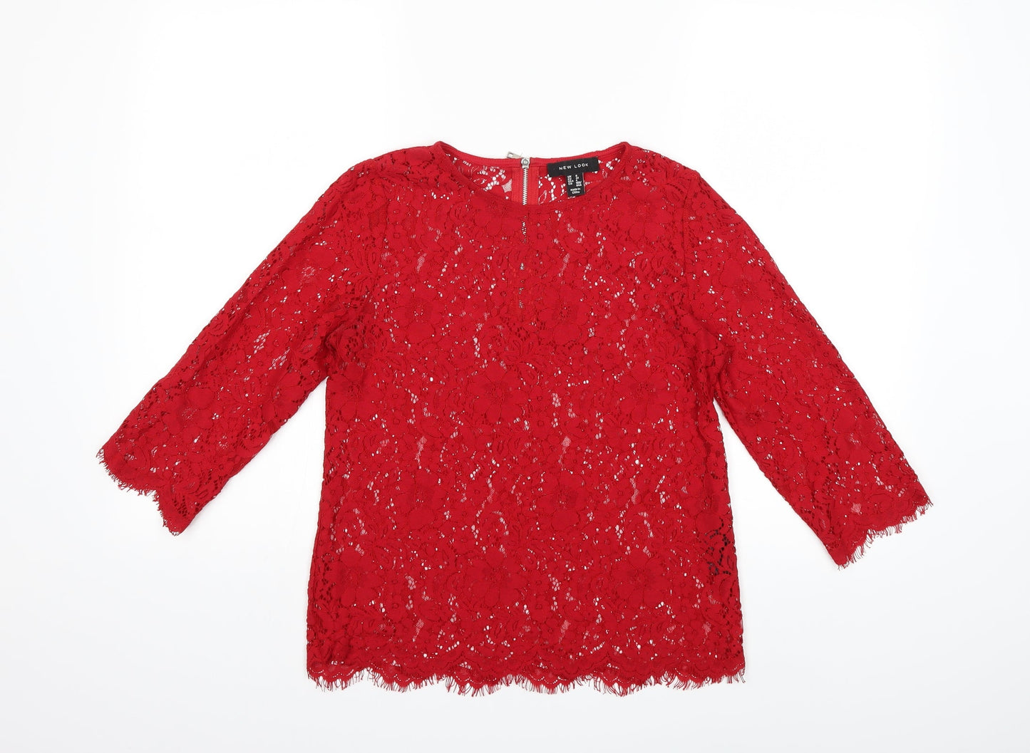 Womens UK Size 8 New Look Red Basic T-Shirt