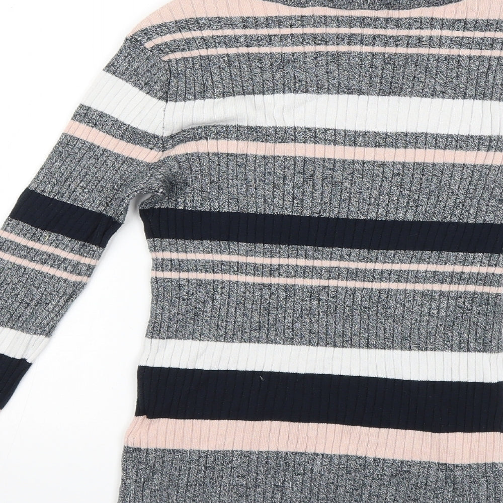 H&M Womens Grey Striped Knit Pullover Jumper Size XS