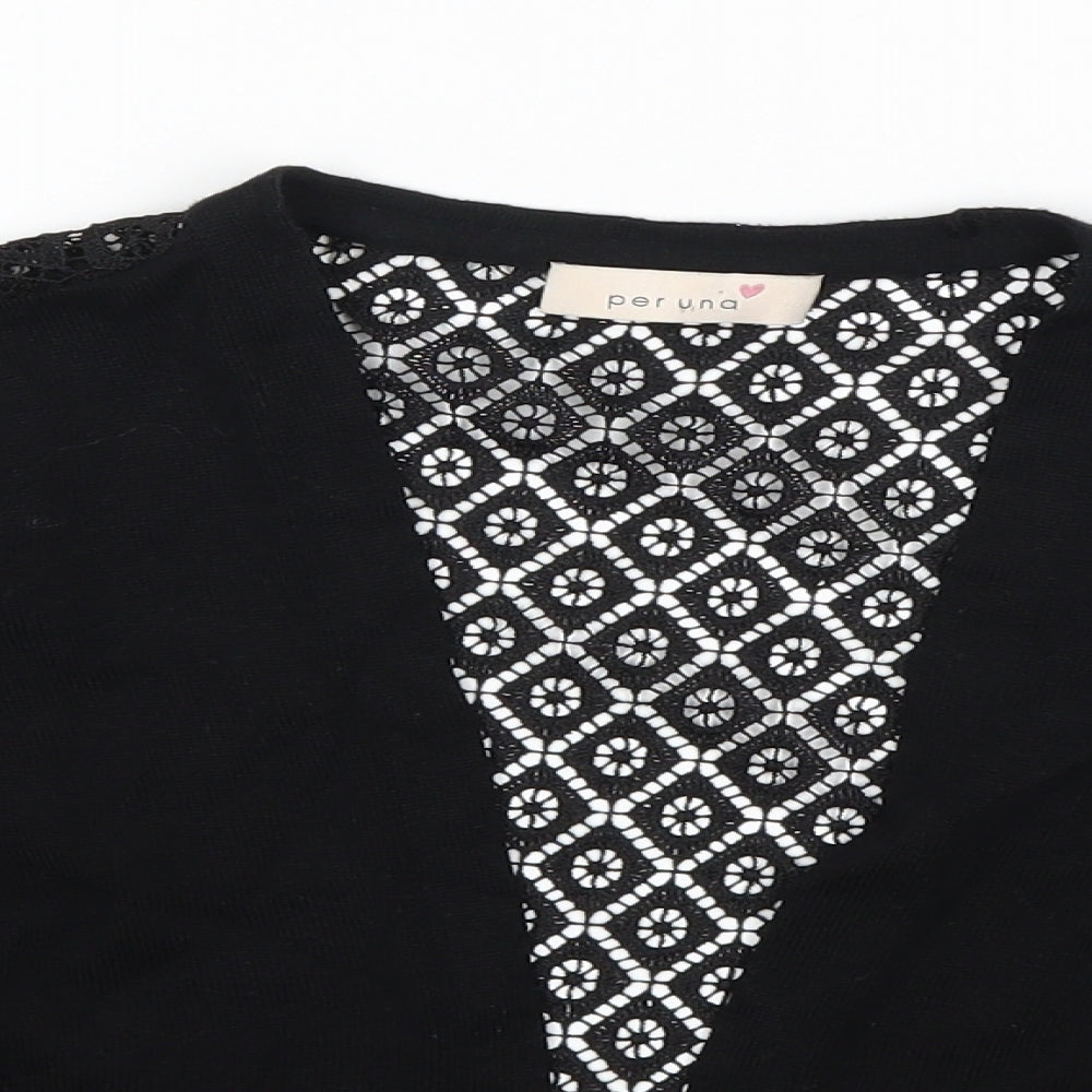 Per Una Womens Black  Knit Cardigan Jumper Size 10