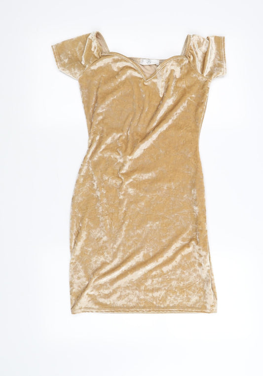 Missguided Womens Yellow   Fit & Flare  Size 8