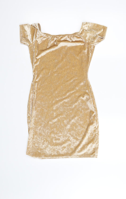 Missguided Womens Yellow   Fit & Flare  Size 8