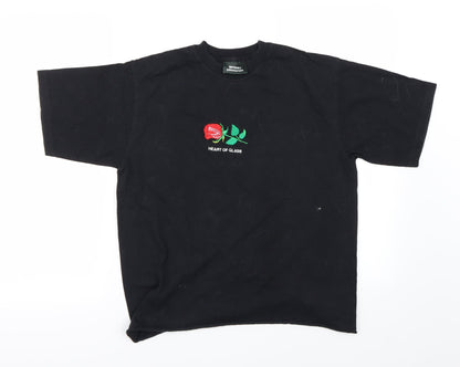 Womens UK Size S Preworn Black Cropped T-Shirt