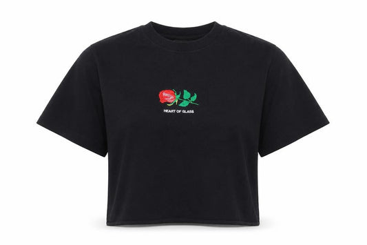 Womens UK Size S Preworn Black Cropped T-Shirt