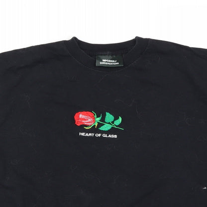 Womens UK Size S Preworn Black Cropped T-Shirt