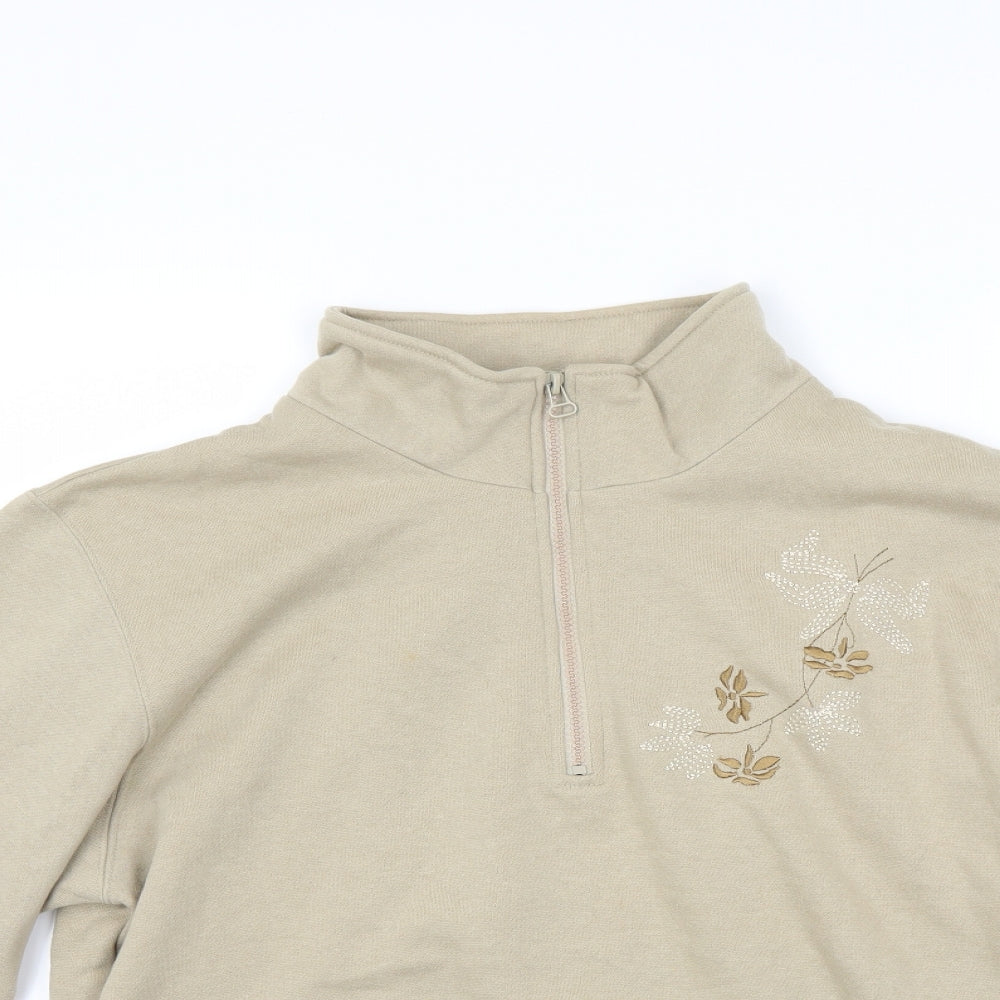 Bonmarché Womens Beige Floral Pullover Sweatshirt Size M