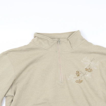 Bonmarché Womens Beige Floral Pullover Sweatshirt Size M