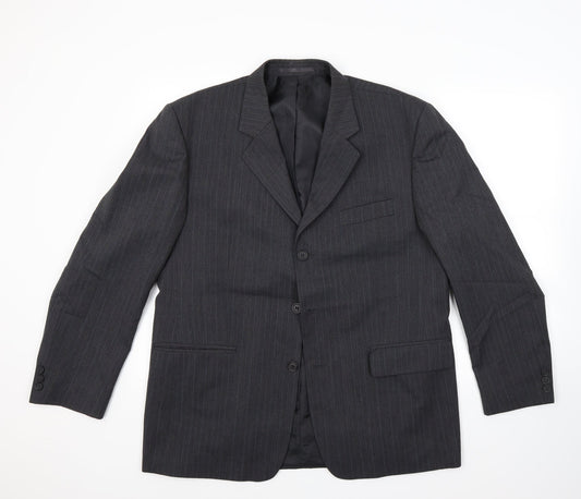 Armando Mens Grey Striped  Jacket Blazer Size 42