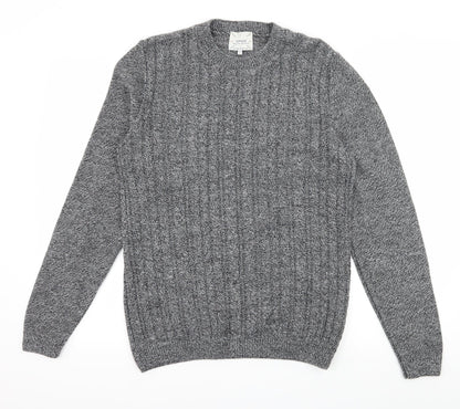 Topman Mens Grey  Knit Pullover Jumper Size S