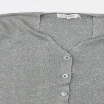 Paramour Womens Grey  Knit Cardigan Jumper Size M
