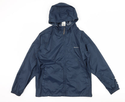 Front view of Quechua boys’ blue jacket, size 12, years