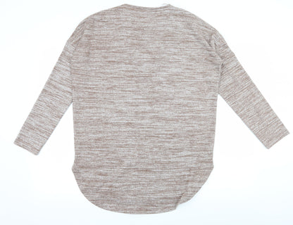 Select Womens Brown Striped Knit Pullover Jumper Size 10  - Cut Out Neckline