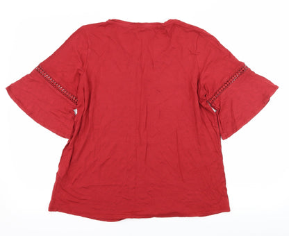 Womens UK Size 14 George Red Basic T-Shirt