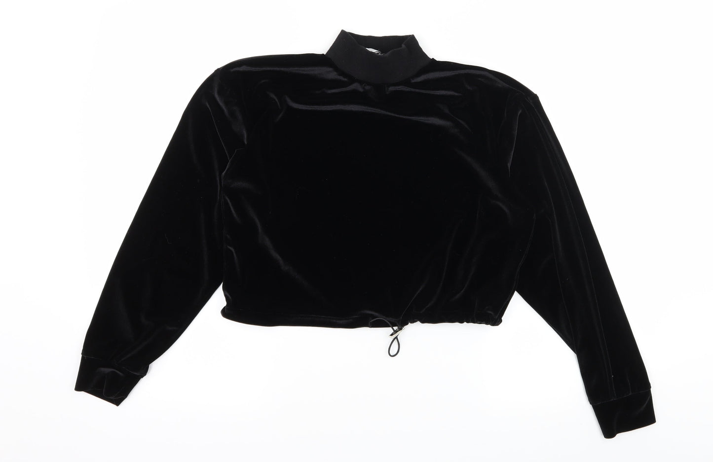 Topshop Womens Black  Velvet Pullover Sweatshirt Size 6