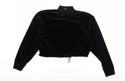 Topshop Womens Black  Velvet Pullover Sweatshirt Size 6
