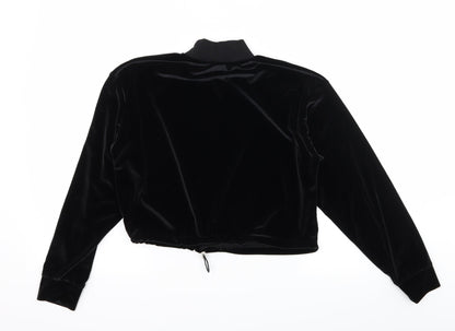 Topshop Womens Black  Velvet Pullover Sweatshirt Size 6