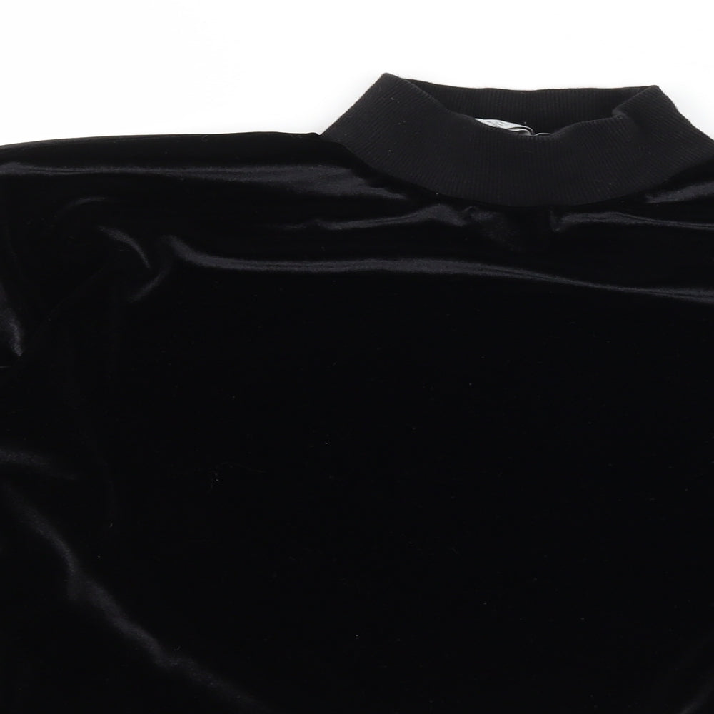 Topshop Womens Black  Velvet Pullover Sweatshirt Size 6