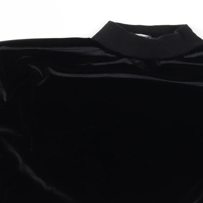 Topshop Womens Black  Velvet Pullover Sweatshirt Size 6