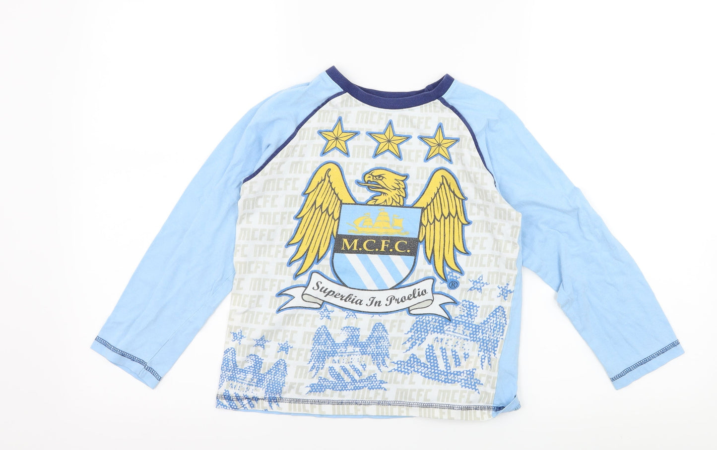 Character Boys Blue Geometric Jersey  Pyjama Top Size 8 Years  - Manchester City Football Club