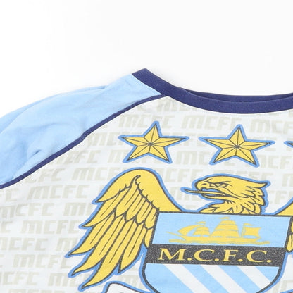 Character Boys Blue Geometric Jersey  Pyjama Top Size 8 Years  - Manchester City Football Club
