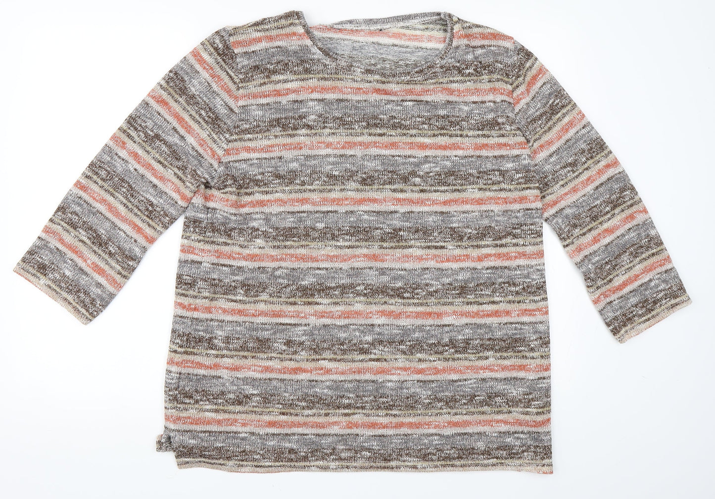 EWM Womens Orange Striped  Pullover Jumper Size 18