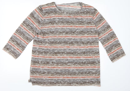 EWM Womens Orange Striped  Pullover Jumper Size 18