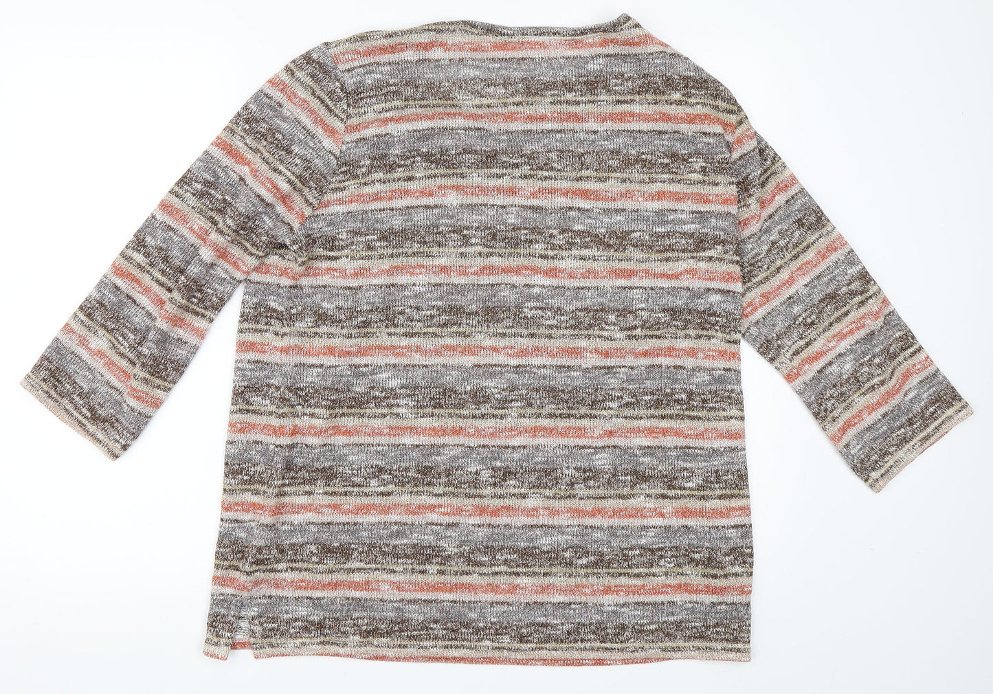 EWM Womens Orange Striped  Pullover Jumper Size 18