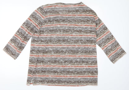 EWM Womens Orange Striped  Pullover Jumper Size 18