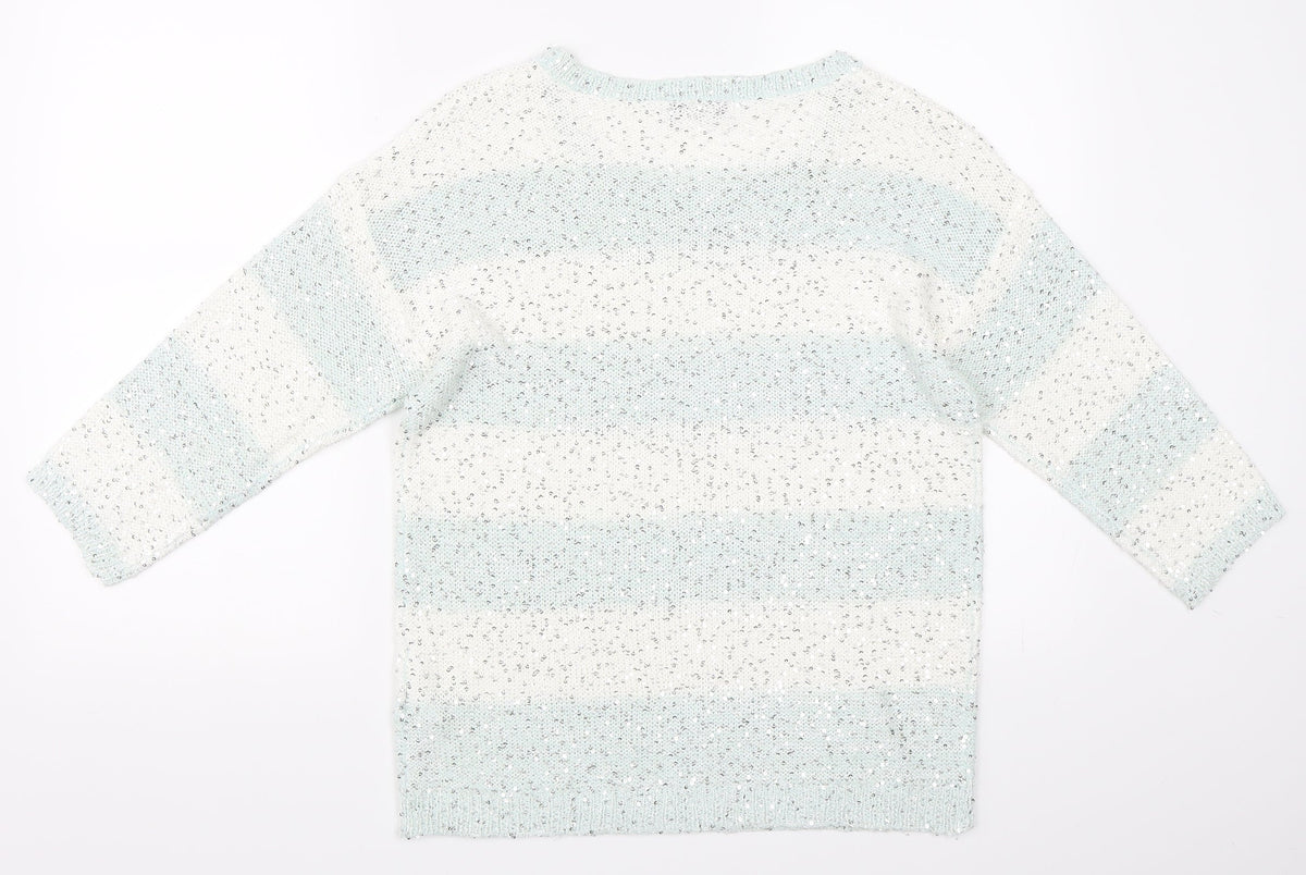 F&F Womens Ivory Striped  Pullover Jumper Size 10