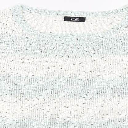 F&F Womens Ivory Striped  Pullover Jumper Size 10