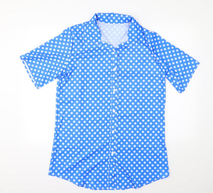 Womens UK Size 3XL Preworn Blue Basic Button-Up