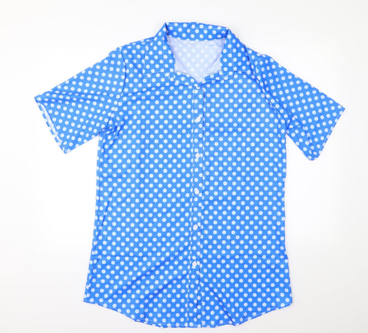 Womens UK Size 3XL Preworn Blue Basic Button-Up