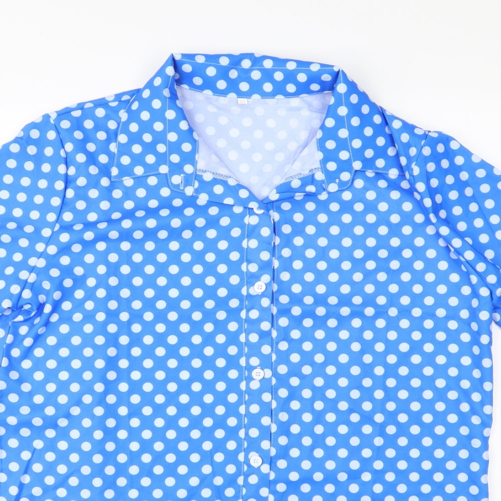 Womens UK Size 3XL Preworn Blue Basic Button-Up