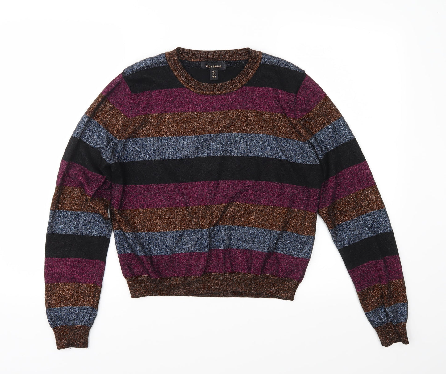 QED London Womens Multicoloured Striped Knit Pullover Jumper Size L