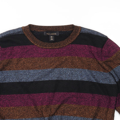 QED London Womens Multicoloured Striped Knit Pullover Jumper Size L