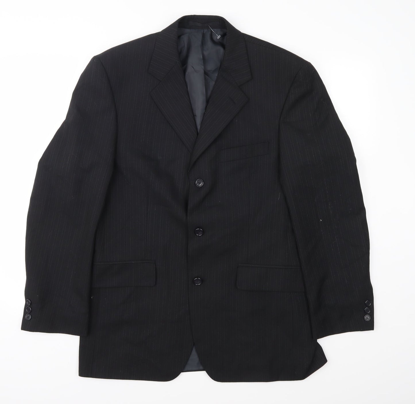 Mens UK Size 40 Pinstripe Regular Grey Suit Jacket