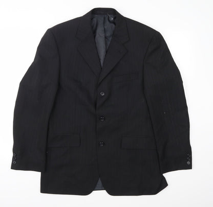 Mens UK Size 40 Pinstripe Regular Grey Suit Jacket