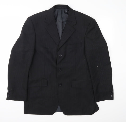Mens UK Size 40 Pinstripe Regular Grey Suit Jacket