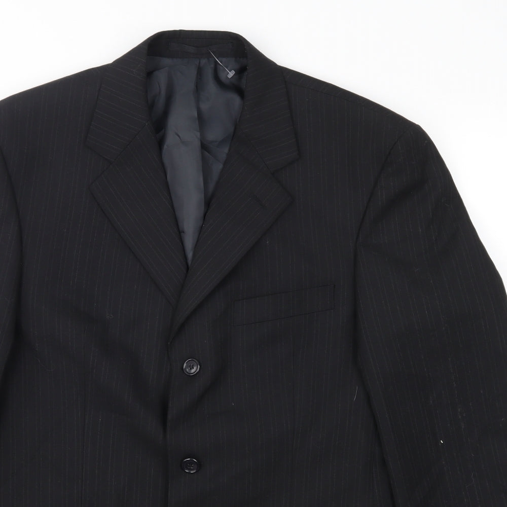 Mens UK Size 40 Pinstripe Regular Grey Suit Jacket