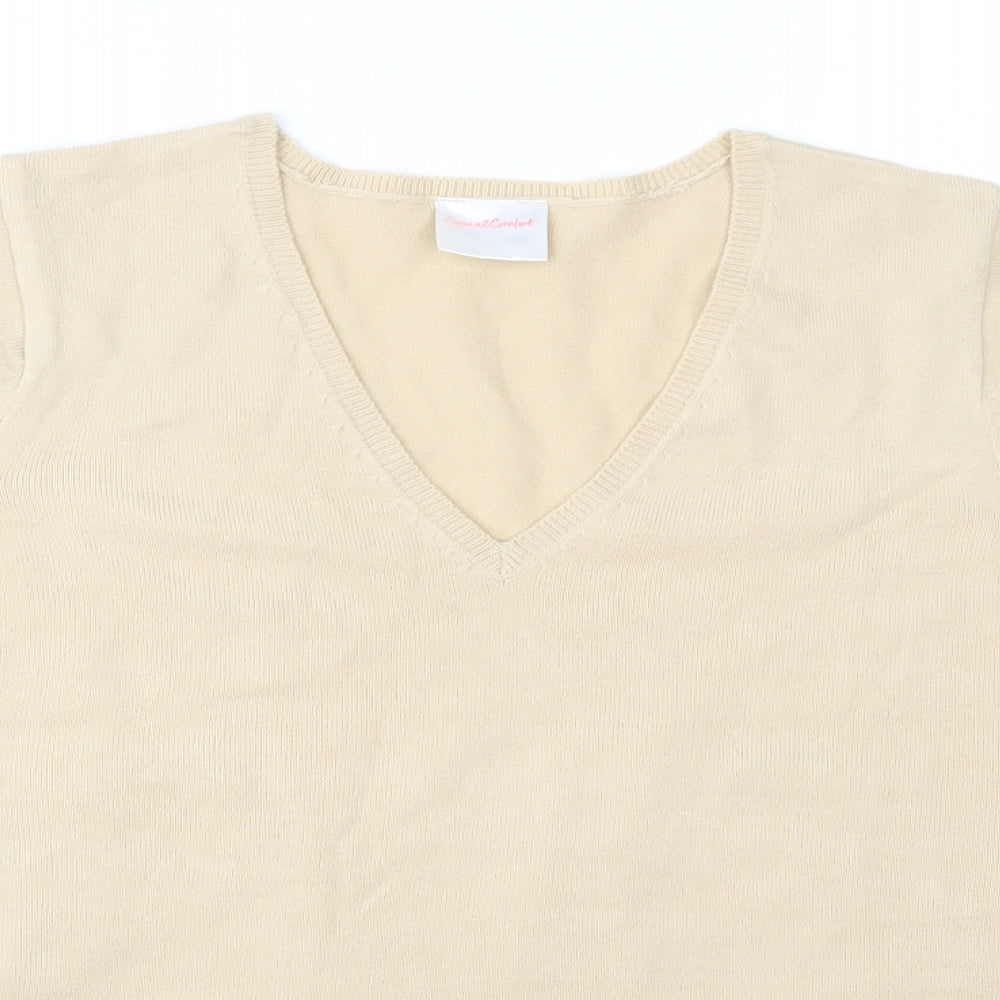 Casual Comfort Womens Beige  Knit Pullover Jumper Size 12