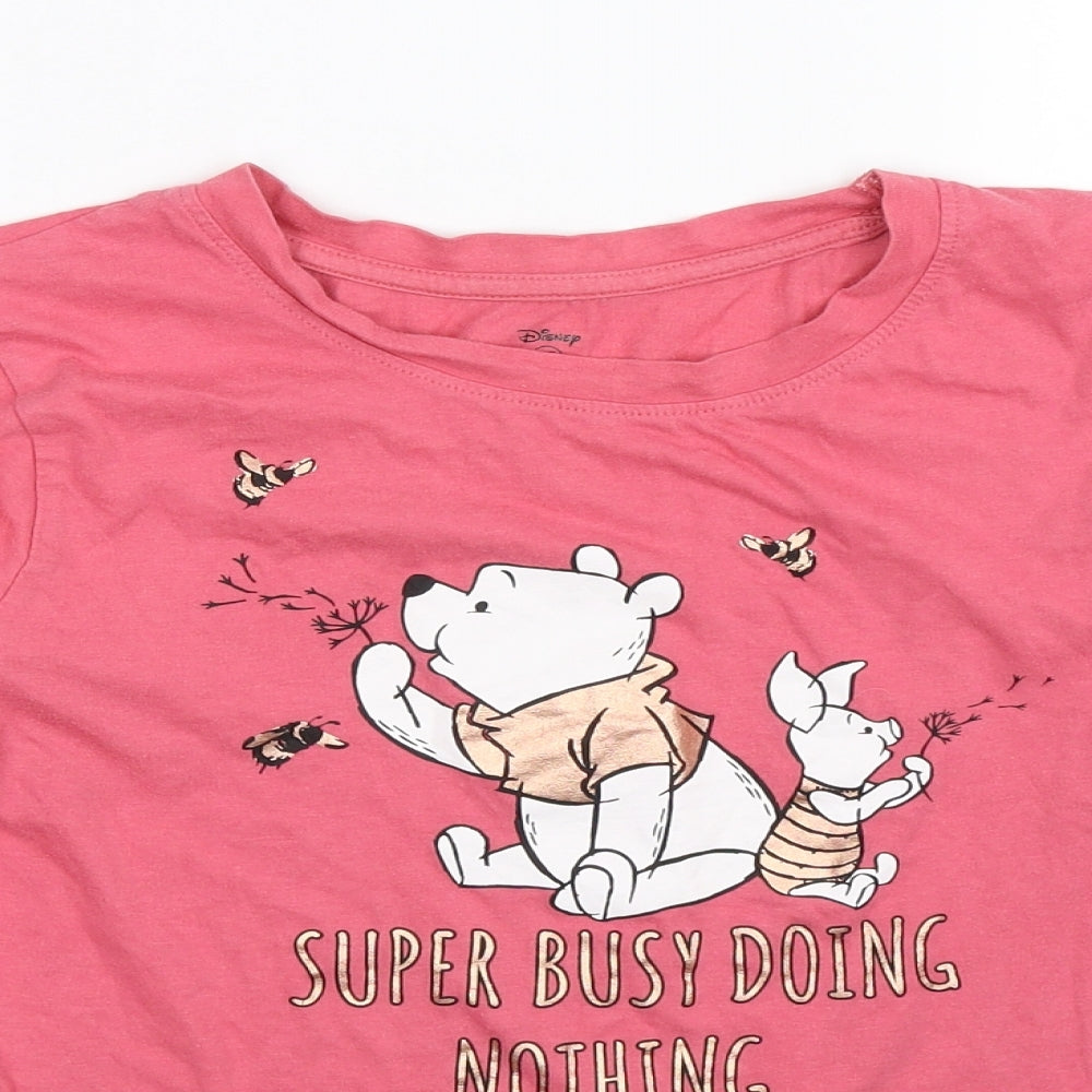 Womens UK Size 8 Disney Pink Basic T-Shirt