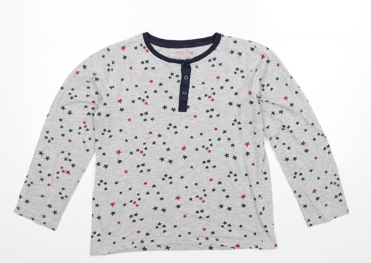 Monoprix Boys Grey Geometric   Pyjama Top Size 14 Years