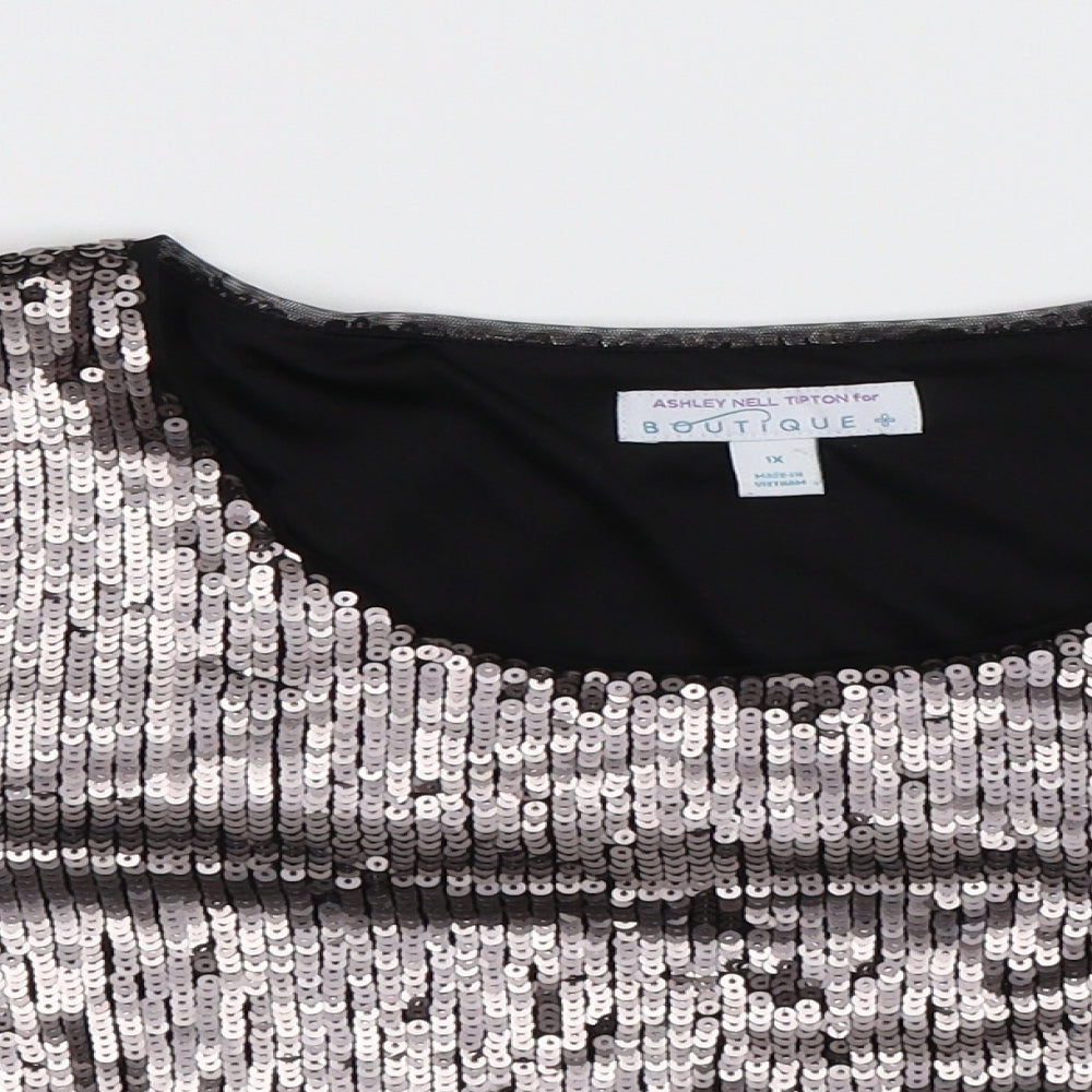 Boutique Womens Silver   Basic Blouse Size S  - Oversized