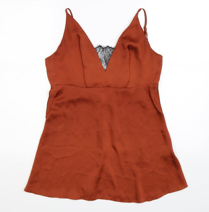 ASOS Womens Brown  Satin Basic Tank Size S