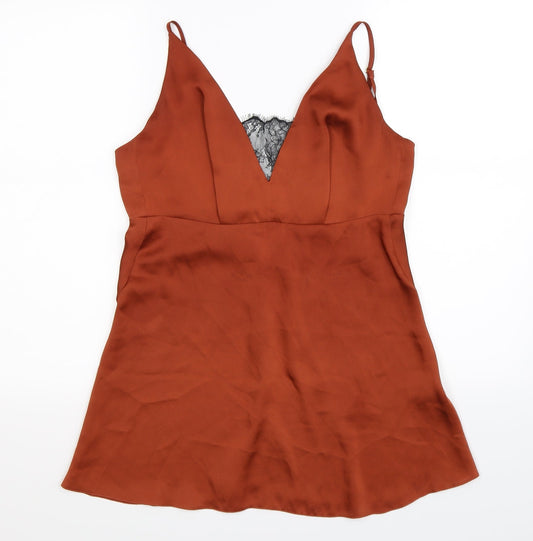 ASOS Womens Brown  Satin Basic Tank Size S