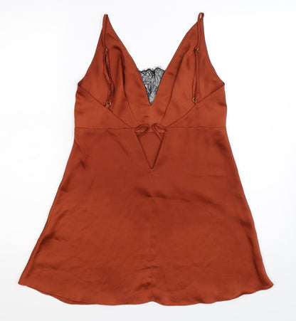 ASOS Womens Brown  Satin Basic Tank Size S