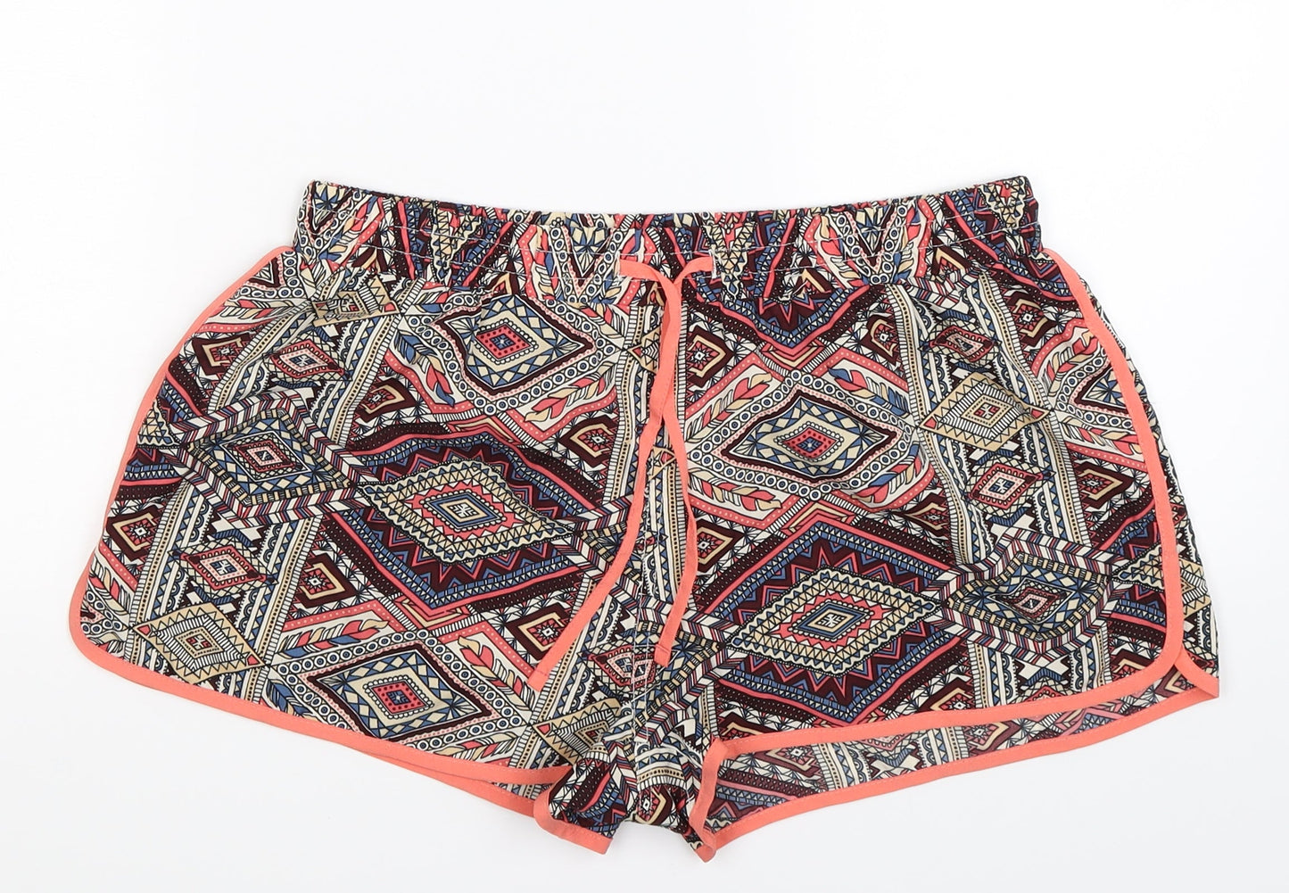 Denim Co Womens Multicoloured Geometric  Hot Pants Shorts Size 10