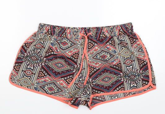 Denim Co Womens Multicoloured Geometric  Hot Pants Shorts Size 10